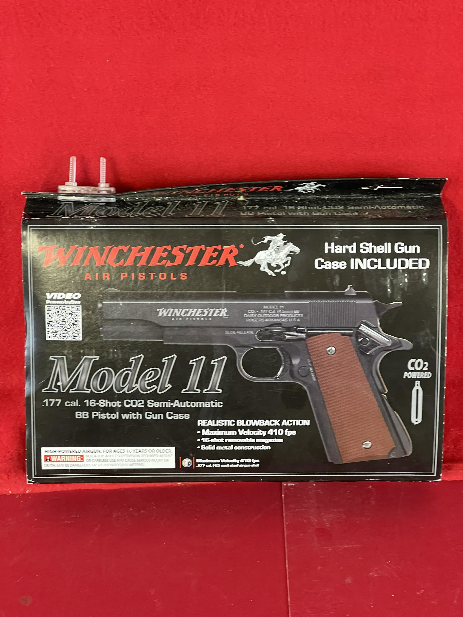 Winchester Model 11 Air Pistol: Winchester Model 11 .177 Cal. 16 Shot CO2 Semi Automatic BB Pistol With Case. Condition Excellent In Original Packaging Appears Brand New. Serial # 15K00687.