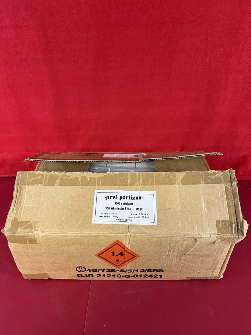 Lot Brand New .308 WIN FMJ BT 145 grain PPU - 1400 rounds: Brand New .308 WIN FMJ BT 145 grain PPU ammunition, 20 rounds per box - 70 boxes equals 1400 rounds total.
