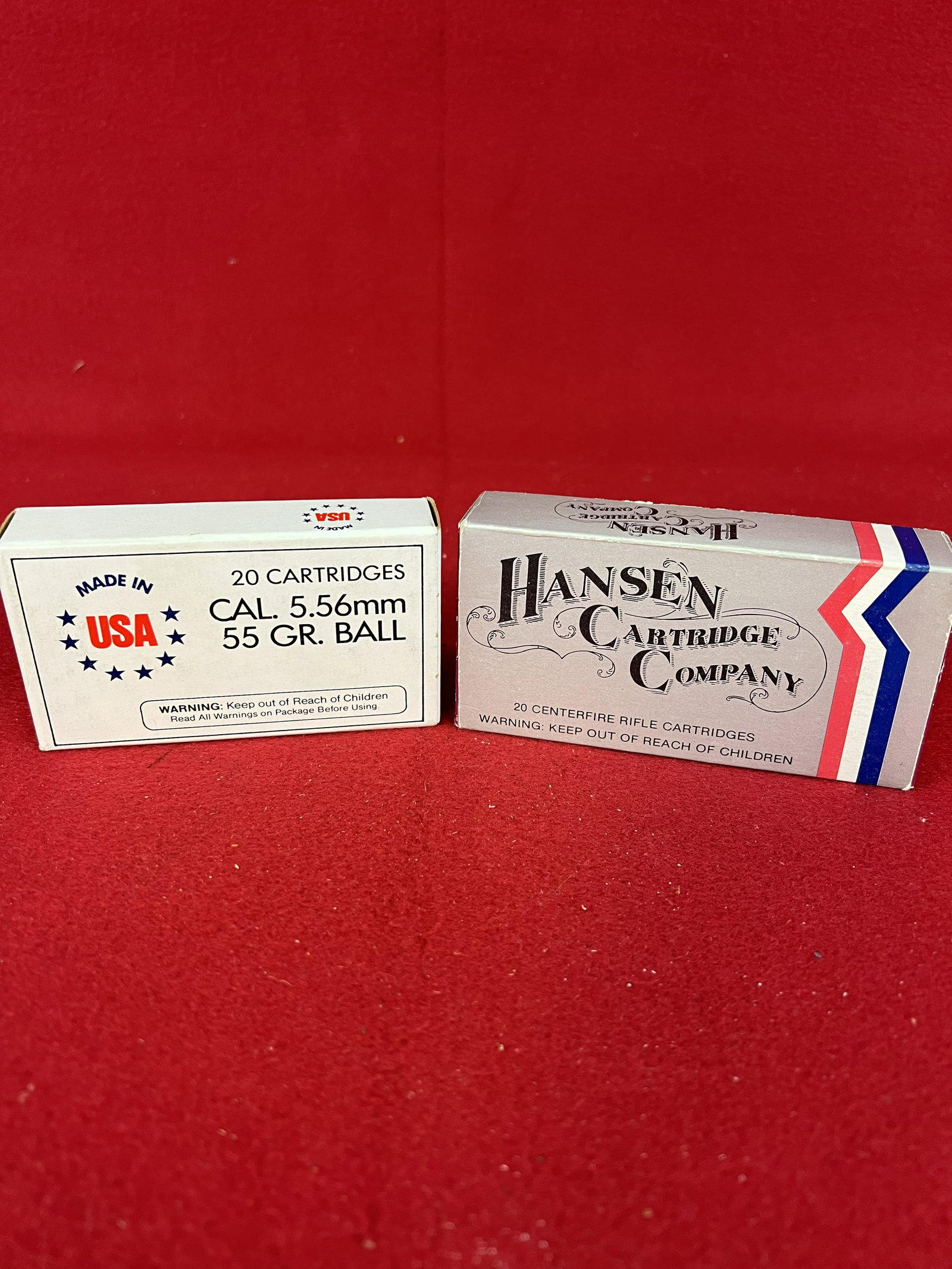 Lot: 2 Boxes : 223 and 5.56 Ammunition: Lot: 2 Boxes : 223 and 5.56 Ammunition : 1 box 20 rounds of Remington 223 55 gr and 1 box of 20 rounds Winchester 5.56 55 gr. All ammo purchases should be examined by a certified gunsmith prior to sho