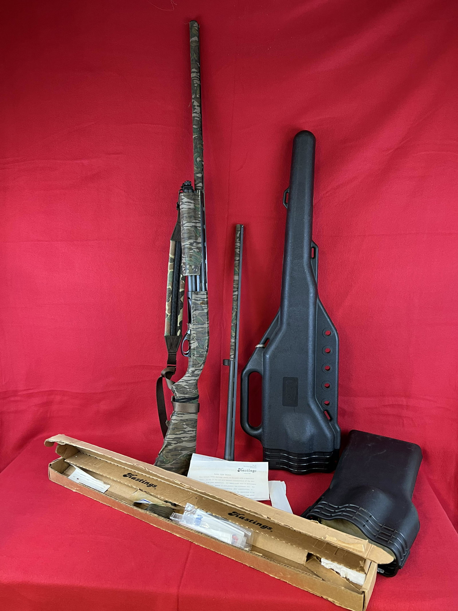 Remington 870 Express Turkey Hunting 12 ga Shotgun: Remington 870 Turkey Hunting 12 ga Shotgun With Its Original 28" Barrel. Gun Is Currently Fitted With A Hastings 29" Special Choke Turkey Barrel Which Was Made In France. Gun Has Camo Covering And Com