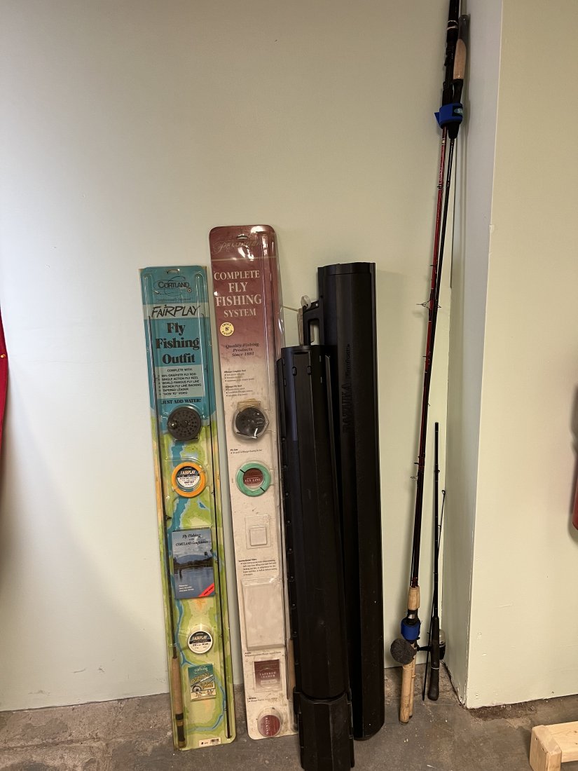 Bazuki Flamboy Fishing Rod Case w 2 Rods: Bazuki Flamboy Fishing Rod Case w 4 Fishing Rods Including Berkley Pro Signature, Berkley Imperial & Berkley Lightning Rod along with a Daiwa Rod, A Cortland Fishing Pole & Reel In Packaging, A Pflueg
