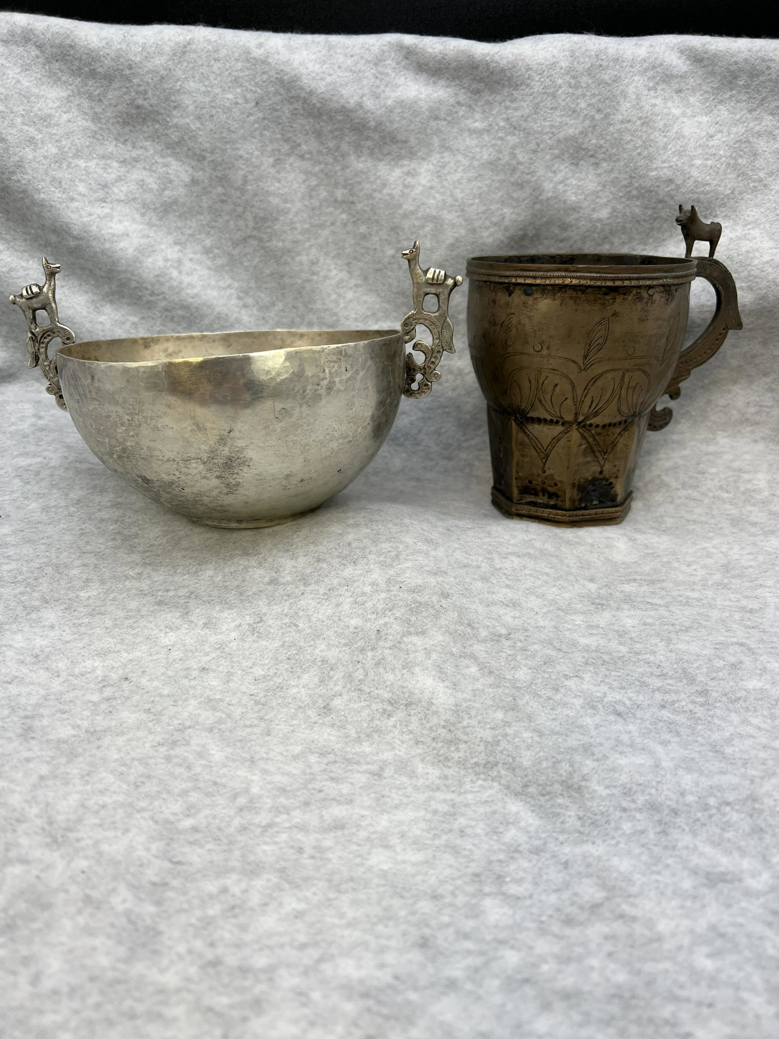 Lot 2 Peruvian Silver Bowl & Cup (1 of 13)