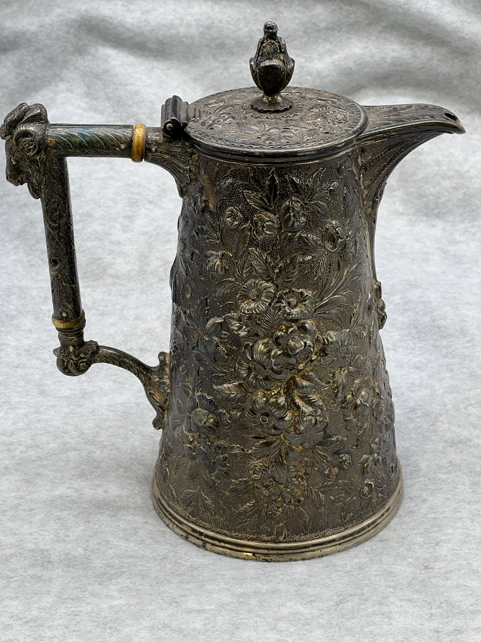 S Kirk & Son Co. W Silver Repousse Covered Pitcher (1 of 9)