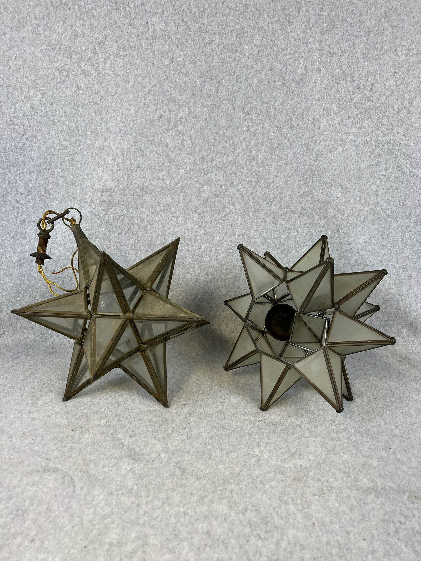 Antique Tin & Glass Star Form Lights (1 of 5)