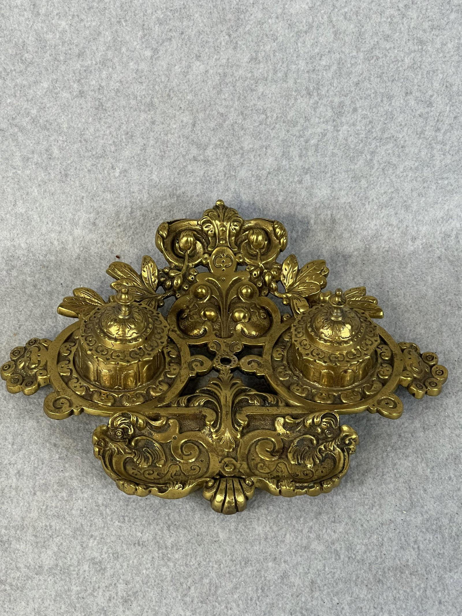 Antique Victorian Brass Inkstand (1 of 9)