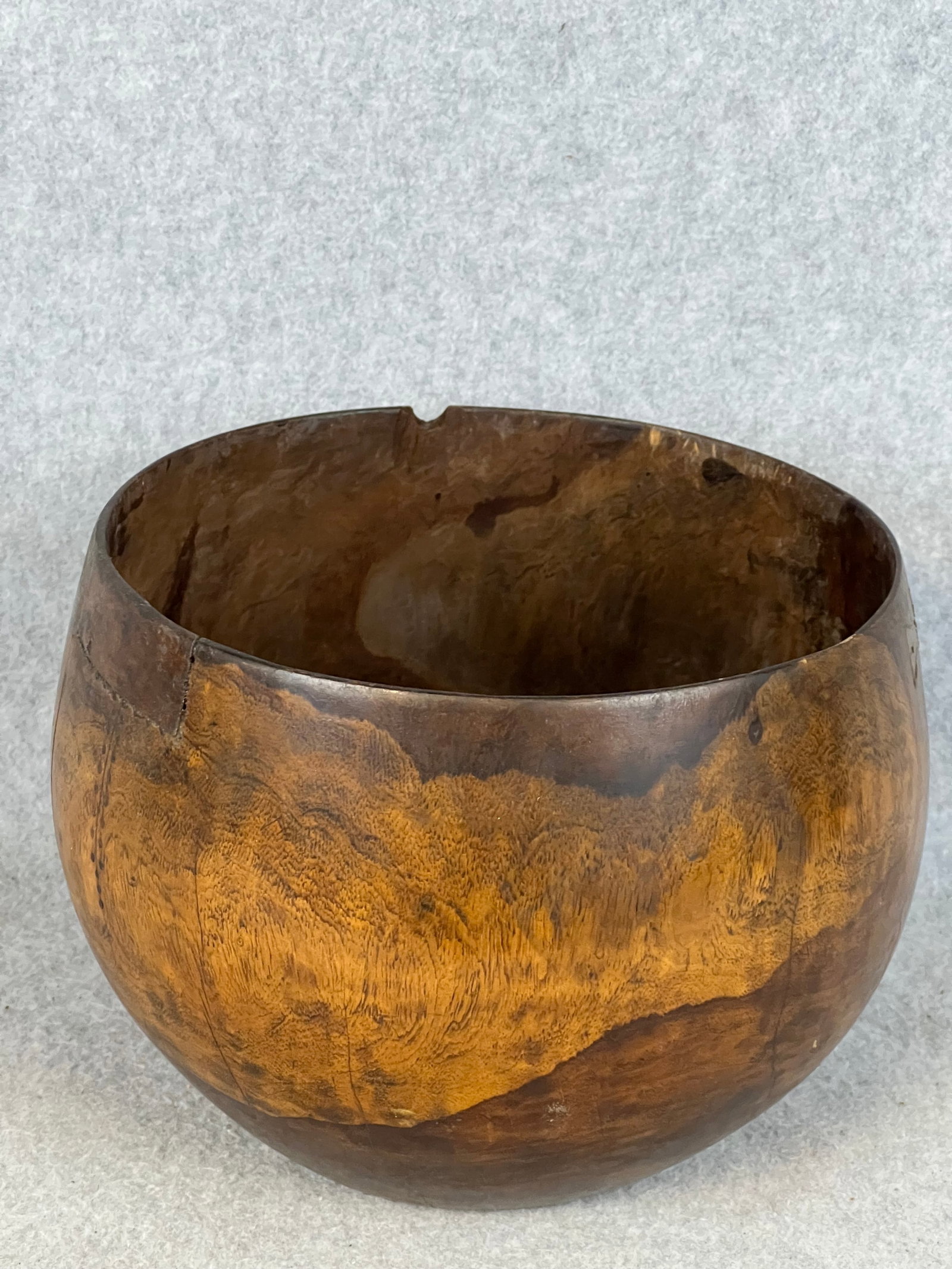 Antique Exotica Wood Bowl With Make Do Repairs (1 of 6)