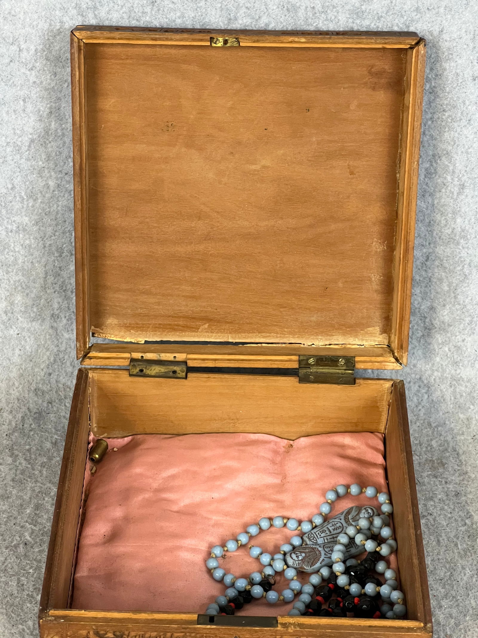 19th C Chinese Carved Boxwood Trinket Box (1 of 11)