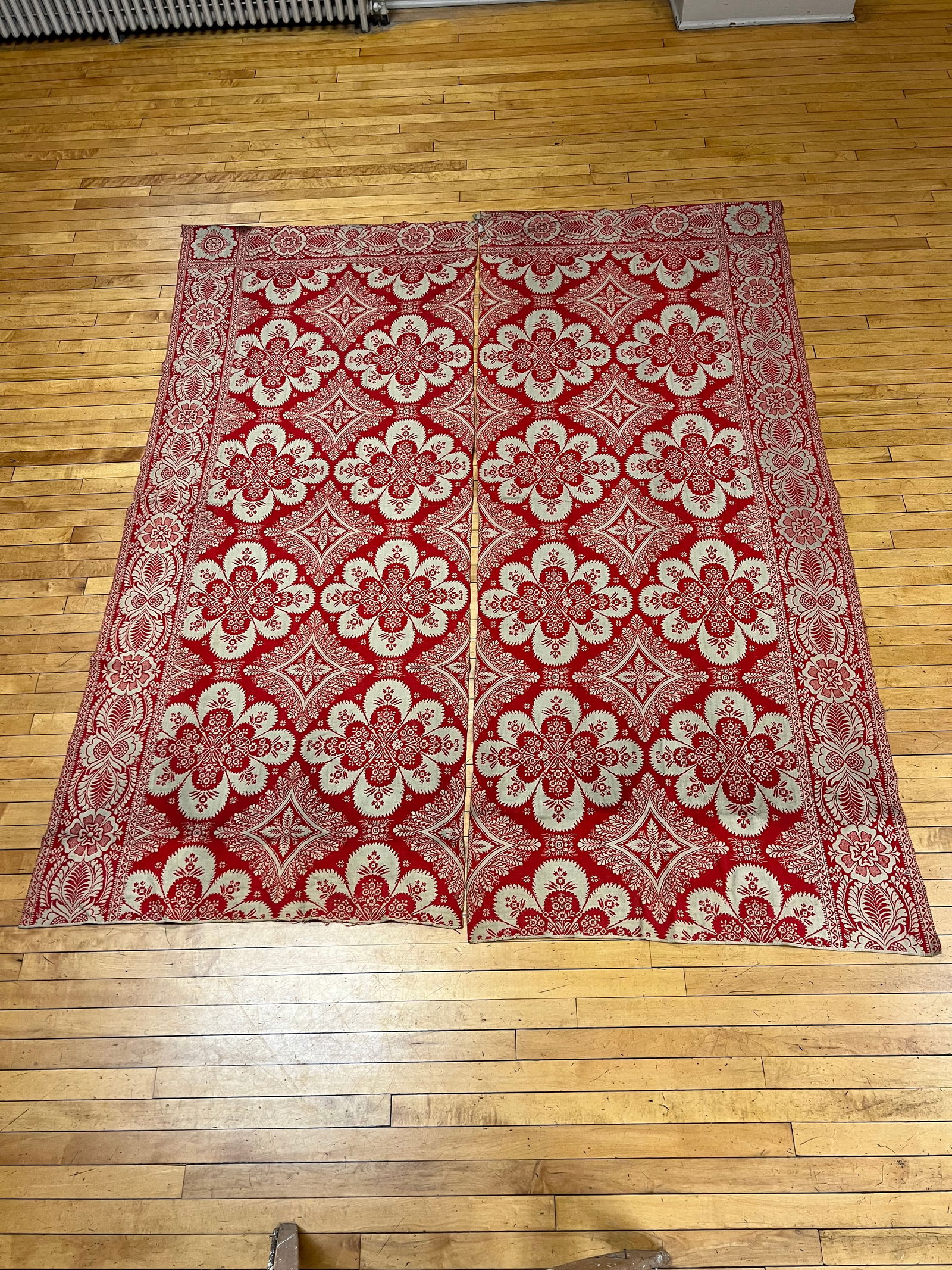 2 Panels From A 1830-40's Red & White Coverlet (1 of 5)