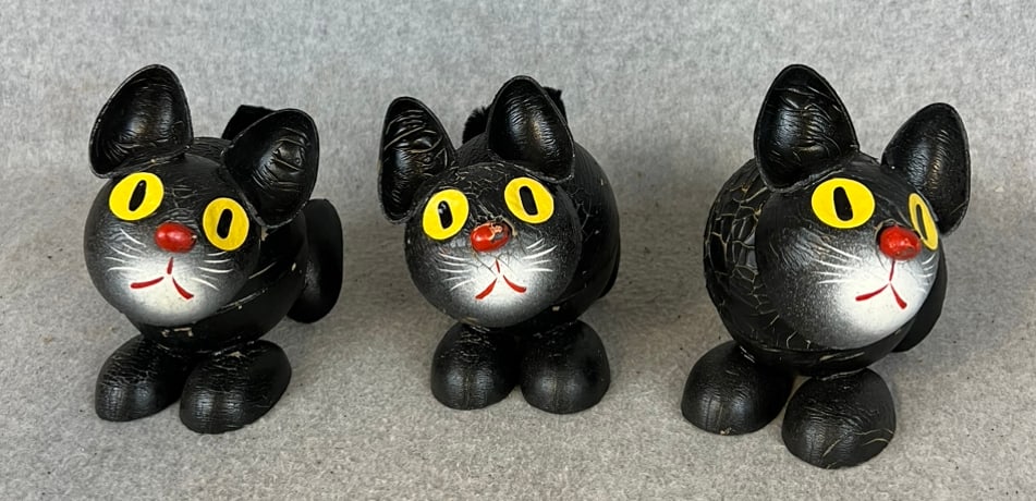 Lot 3 Vintage Halloween Black Cat Candy Containers (1 of 6)