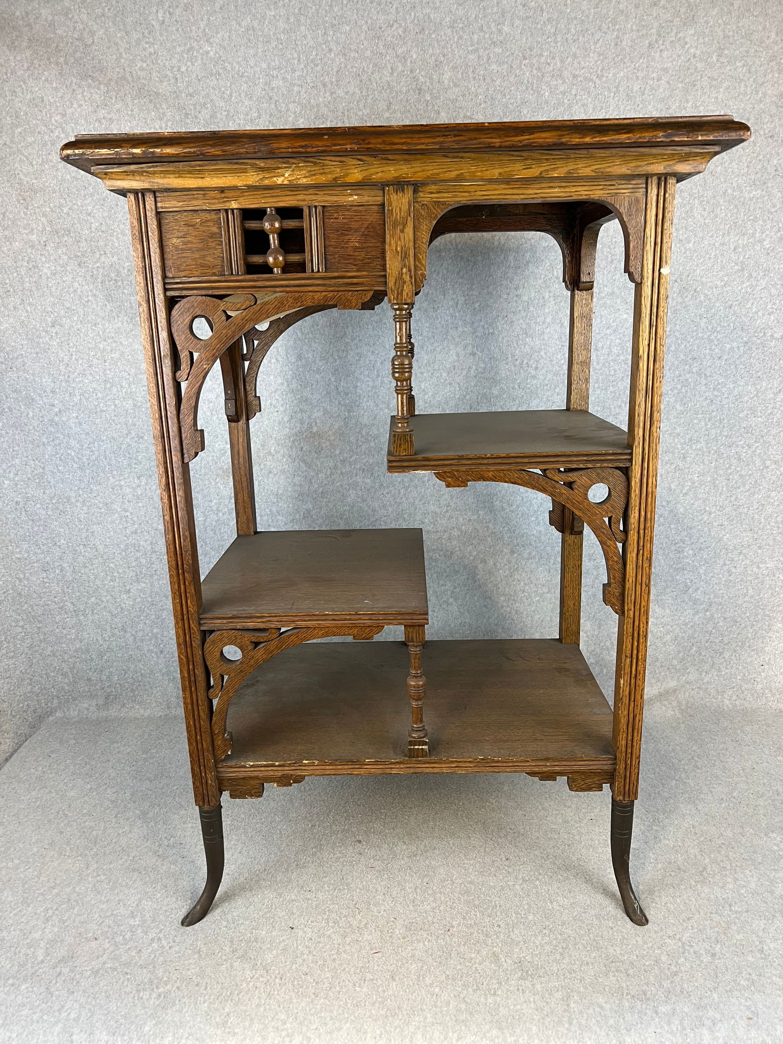 Victorian English Oak Etagere Display Table (1 of 8)