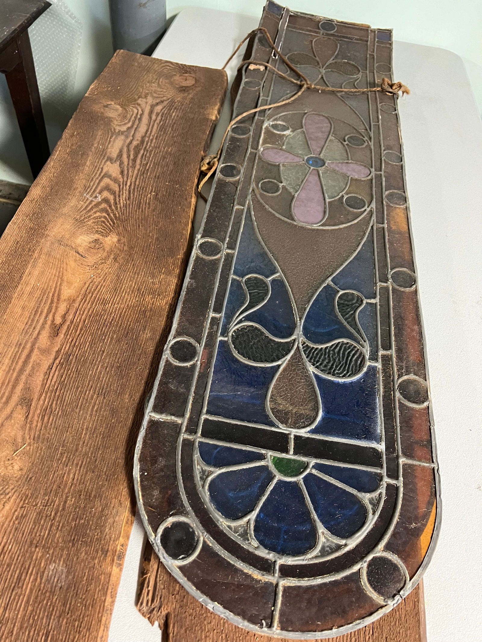 Pair Antique Stained Glass Windows (as is) (1 of 6)