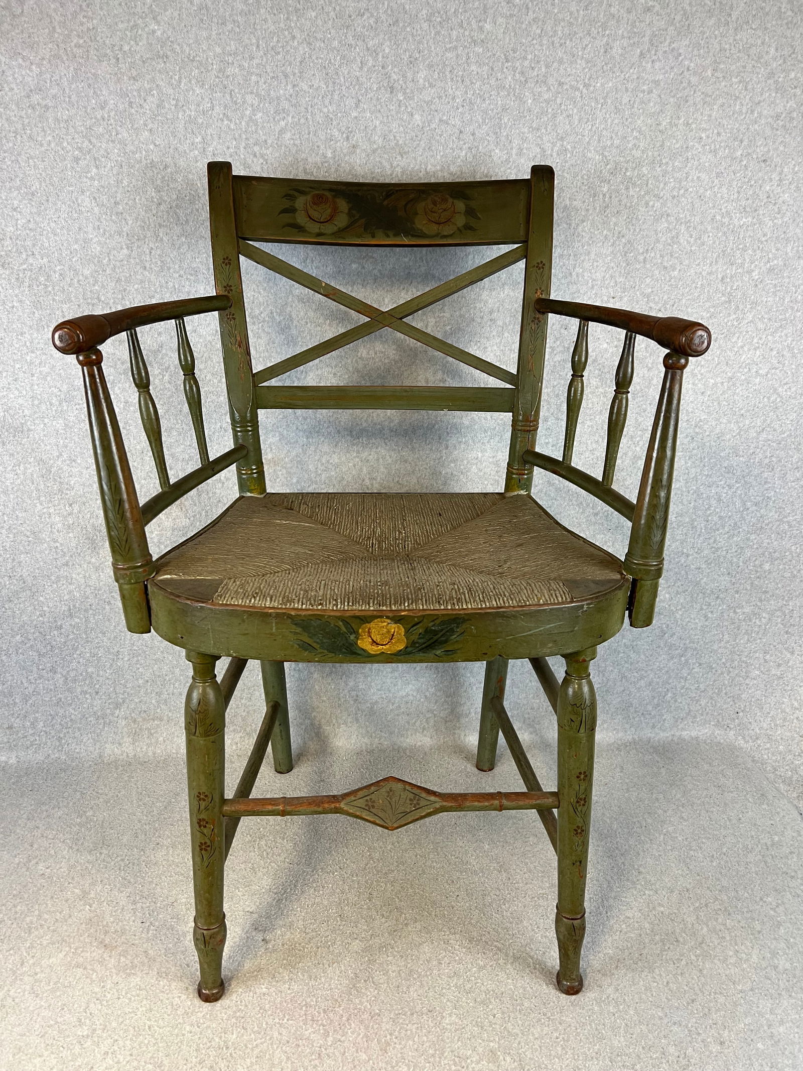 Early Green Stenciled Arm Chair (1 of 10)