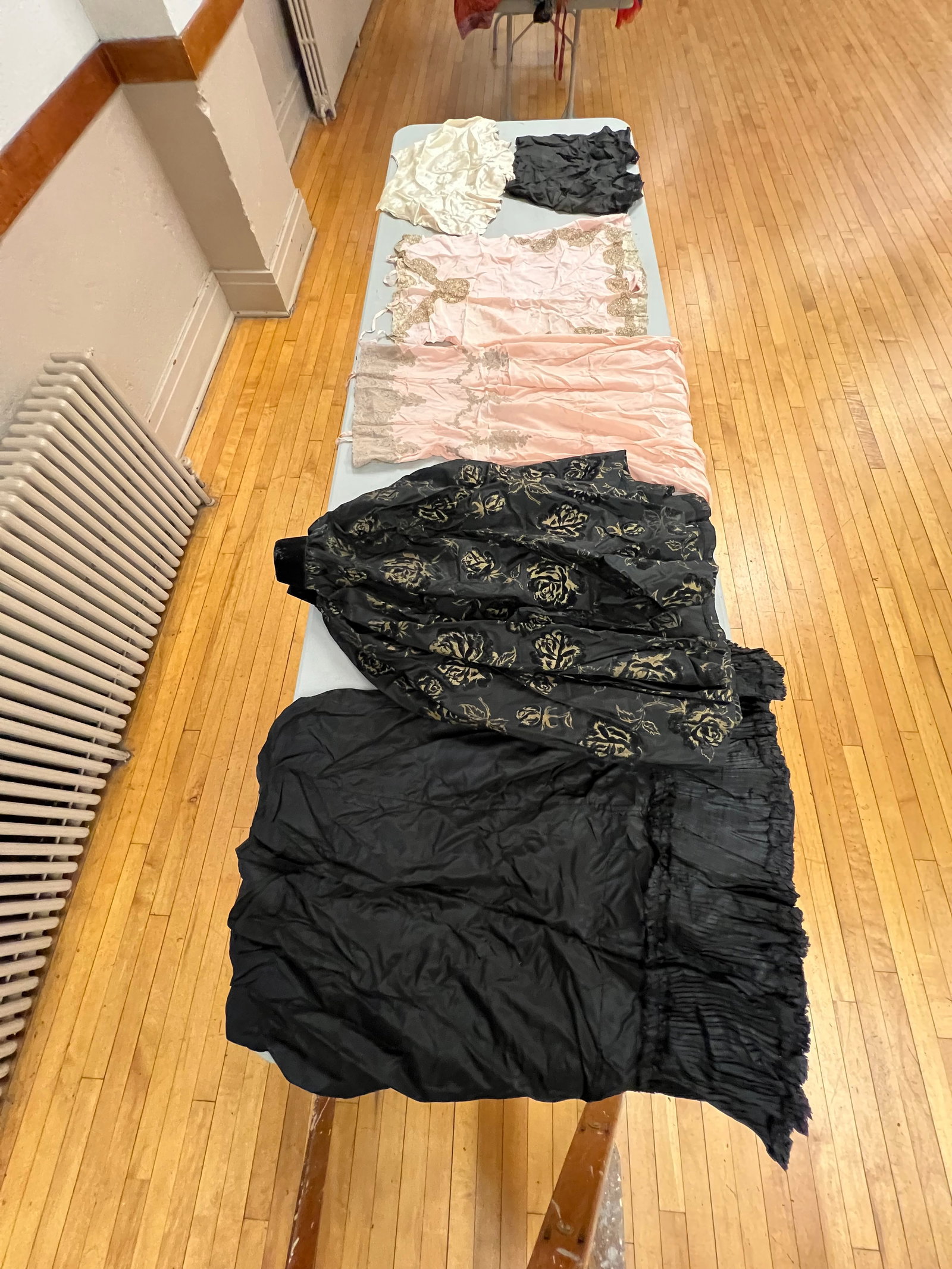 Lot 6 Victorian Under Garments: Lot of Victorian under garments which includes two pantaloons, two petticoats and two full length slips. Condition - generally fine.