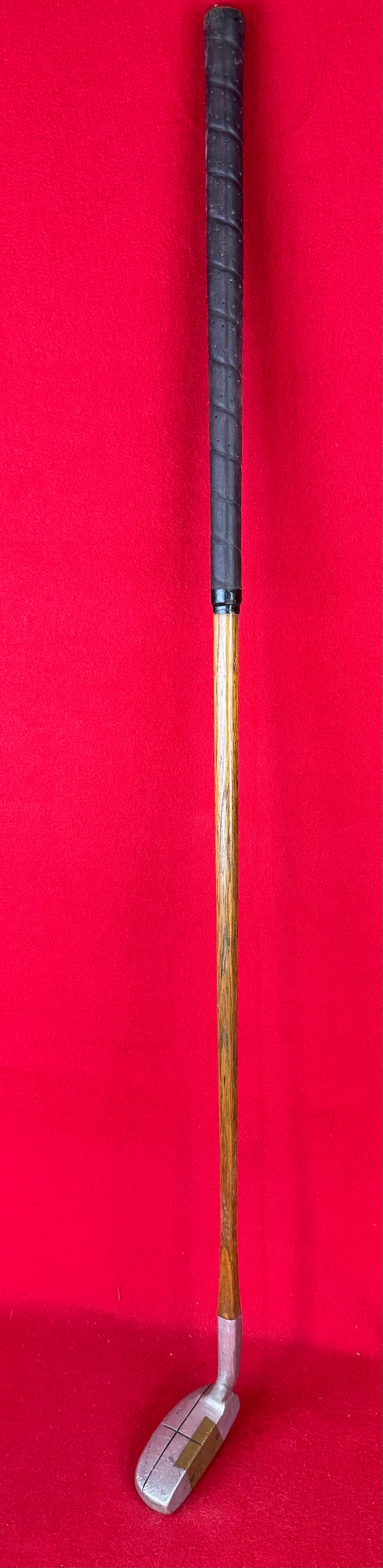 Vintage Otey Crisman Selma Alabama 4 HB Putter: Vintage Otey Crisman Selma Alabama 4 HB cast aluminum headed with brass inlaid face putter with a hickory shaft and brown leather grip. Condition - is as shown.