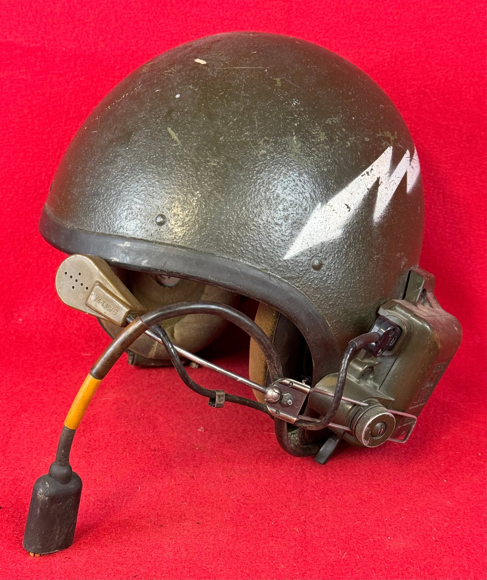 Vietnam War Era CVC Tanker Helmet w Telephonic Headset: US Vietnam War era CVC tanker helmet with telephonic headset which is in fine condition as shown.