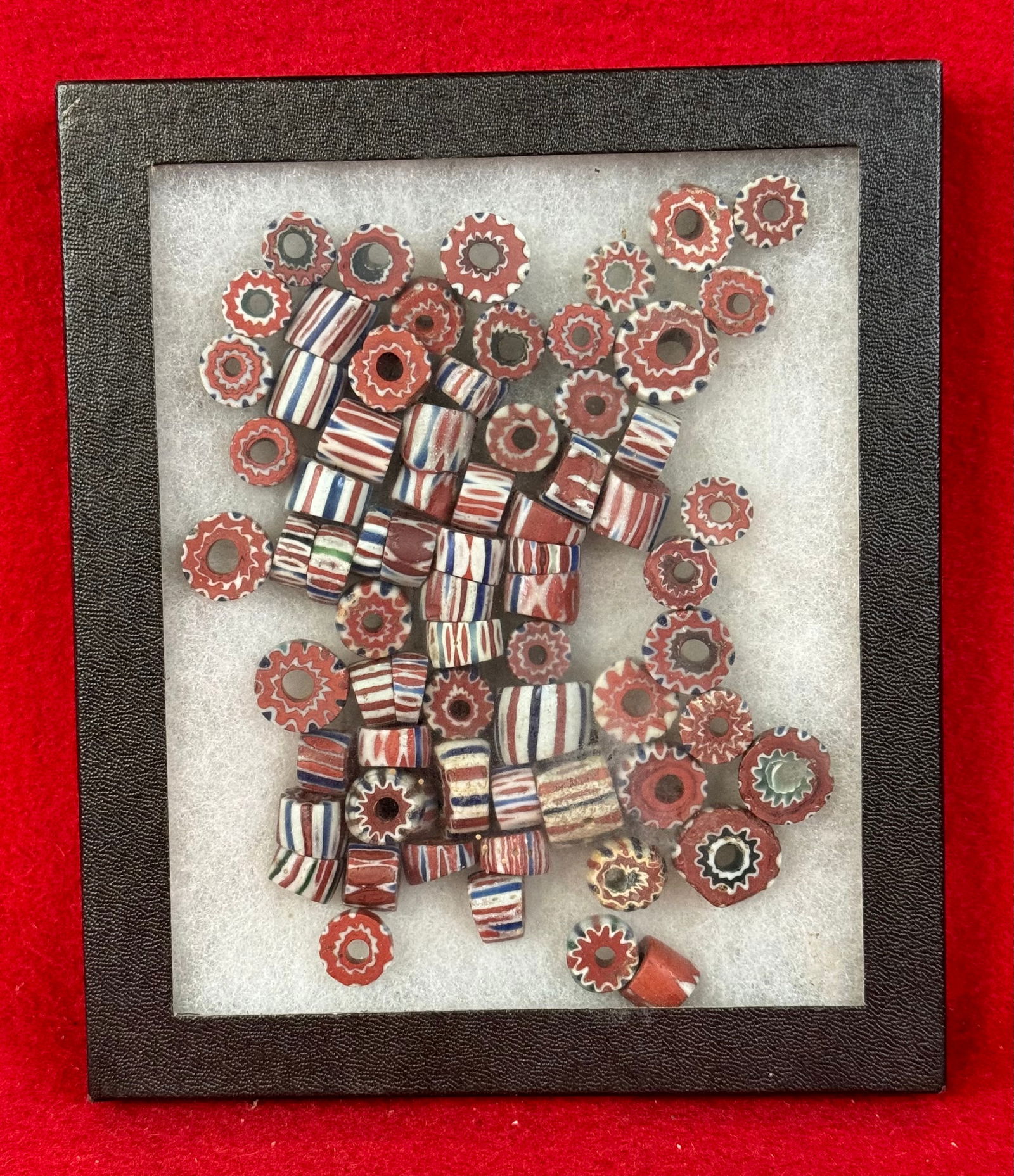 Lg Quantity Of 17th Century Native American Trade Beads: Large quantity of 17th century glass trade beads made for the Native American trade. Trade beads are of multilayered millefiori type glass and are in fine condition.