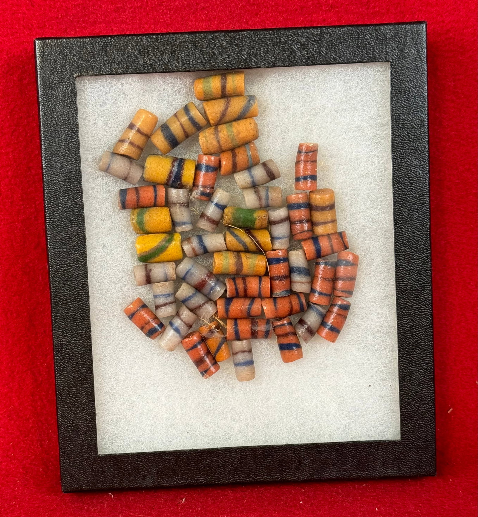 Lg Quantity of Antique Tubular Trade Beads: Large quantity of glass tubular trade beads with multi color banding. Trade beads may have been made for the African trade. Condition - fine.