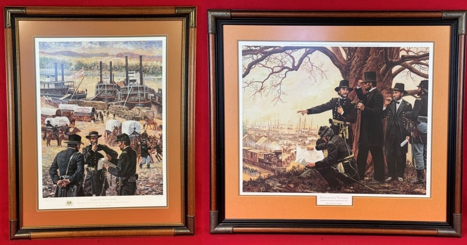 Lot 2 Framed Don Stivers Civil War Prints: Lot of two Don Stivers Civil War related prints titled Gateway To Victory and Supporting Victory. Prints have been professionally matted and framed and the frames maeasure approximately 34" by 28" and