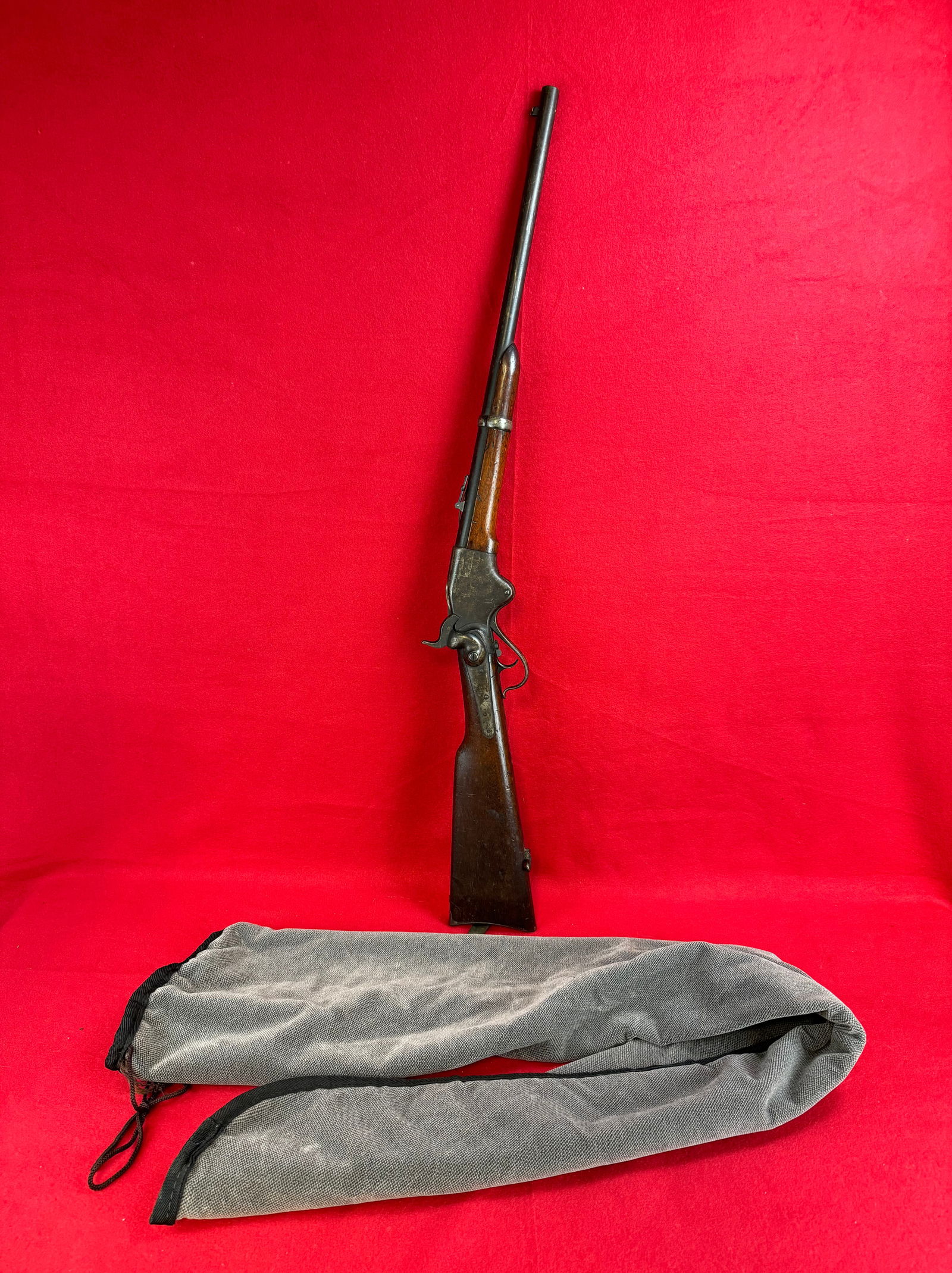 Spencer Model 1860 Repeating Rifle: Spencer Model 1860 Repeating Rifle being serial number 30403. Rifle is marked on the top of the receiver with manufacturers name and has its inspectors mark on the stock just behind the saddle ring. R