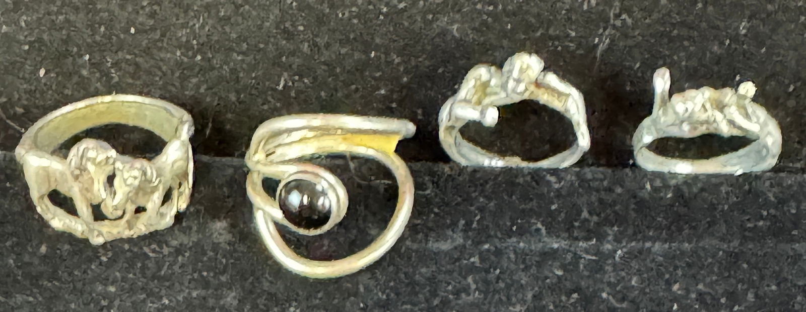 Lot 4 Sterling Silver Rings Three Are Figural (1 of 5)