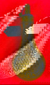 Dixon  Brass Powder Flask Ornate Embossed Design