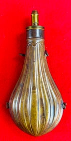 Antique AM. Flask & Cap Co Brass Powder Flask