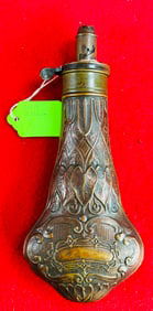 Antique J. W. Hawksley Copper & Brass Powder Flask