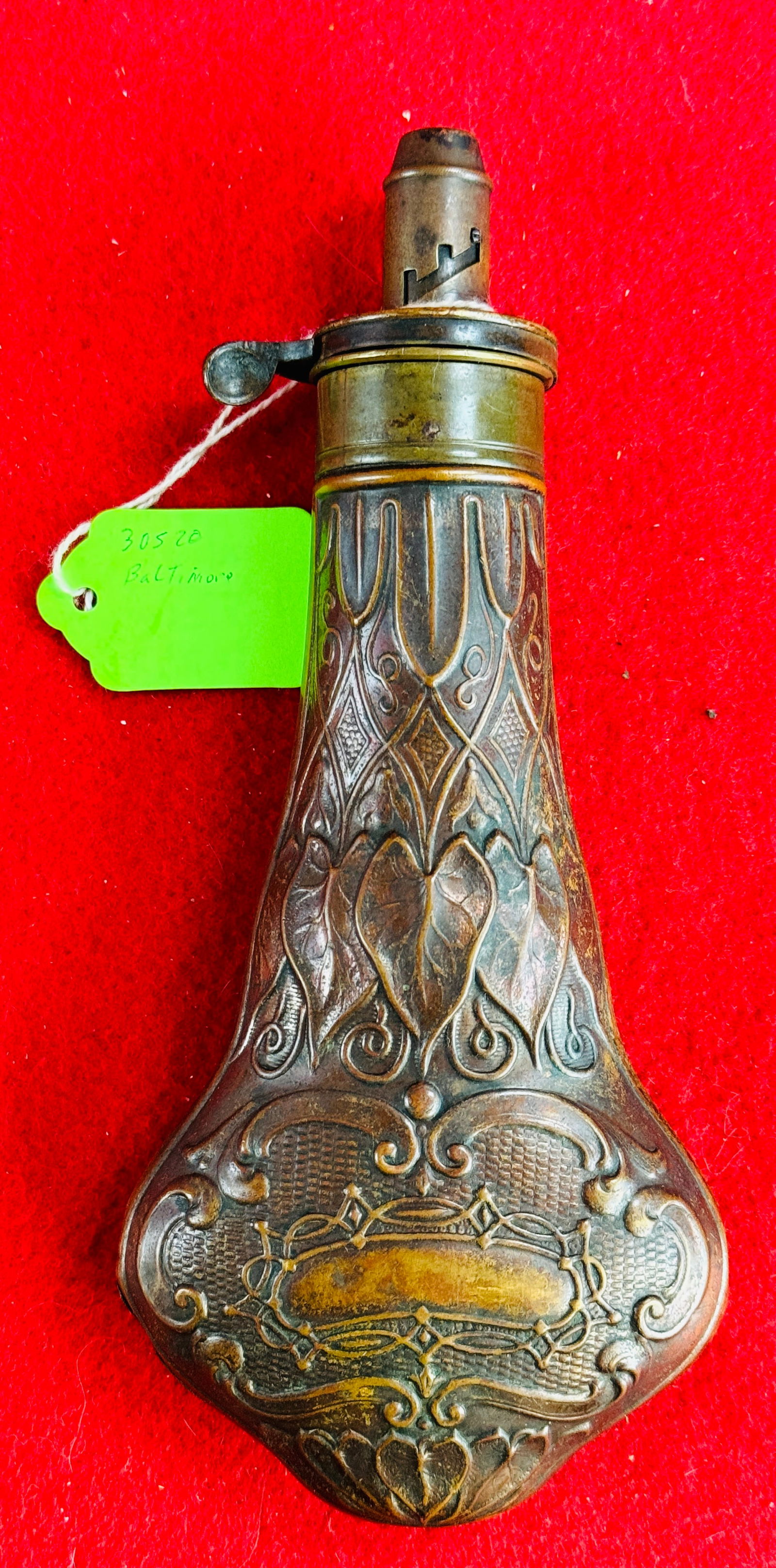 Antique J. W. Hawksley Copper & Brass Powder Flask (1 of 5)