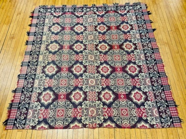 Dated 1851 Pennsylvania Coverlet Rose & Thistle