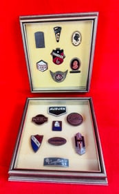 Lot: 15 Framed Early Car Emblems