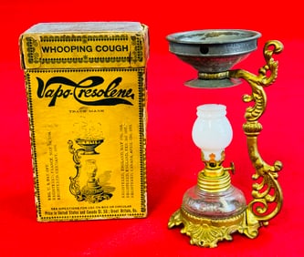 Antique Vapo Cresolene Lamp With Box