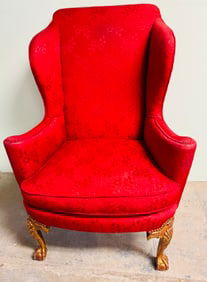 Ball & Claw Footed Chippendale Style Wing Chair