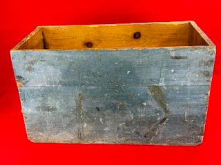 19th C Wooden Box With Original Blue Paint