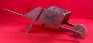 Antique Wooden Child Wheel Barrow- Horse Stencil