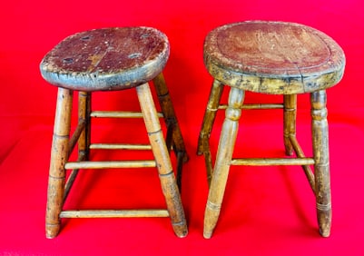 Lot of 2 Antique Primitive Stools