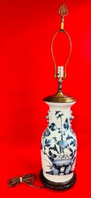 Large Chinese Export Vase Converted To Lamp