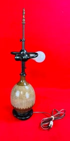 Asian Art Pottery Electric Table Lamp