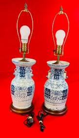 Pair Chinese Export Vase Converted To Lamp