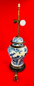 Lg Chinese Export Covered Vase Converted To Lamp