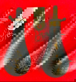 2 Antique Powder Flasks Including J. Dixon