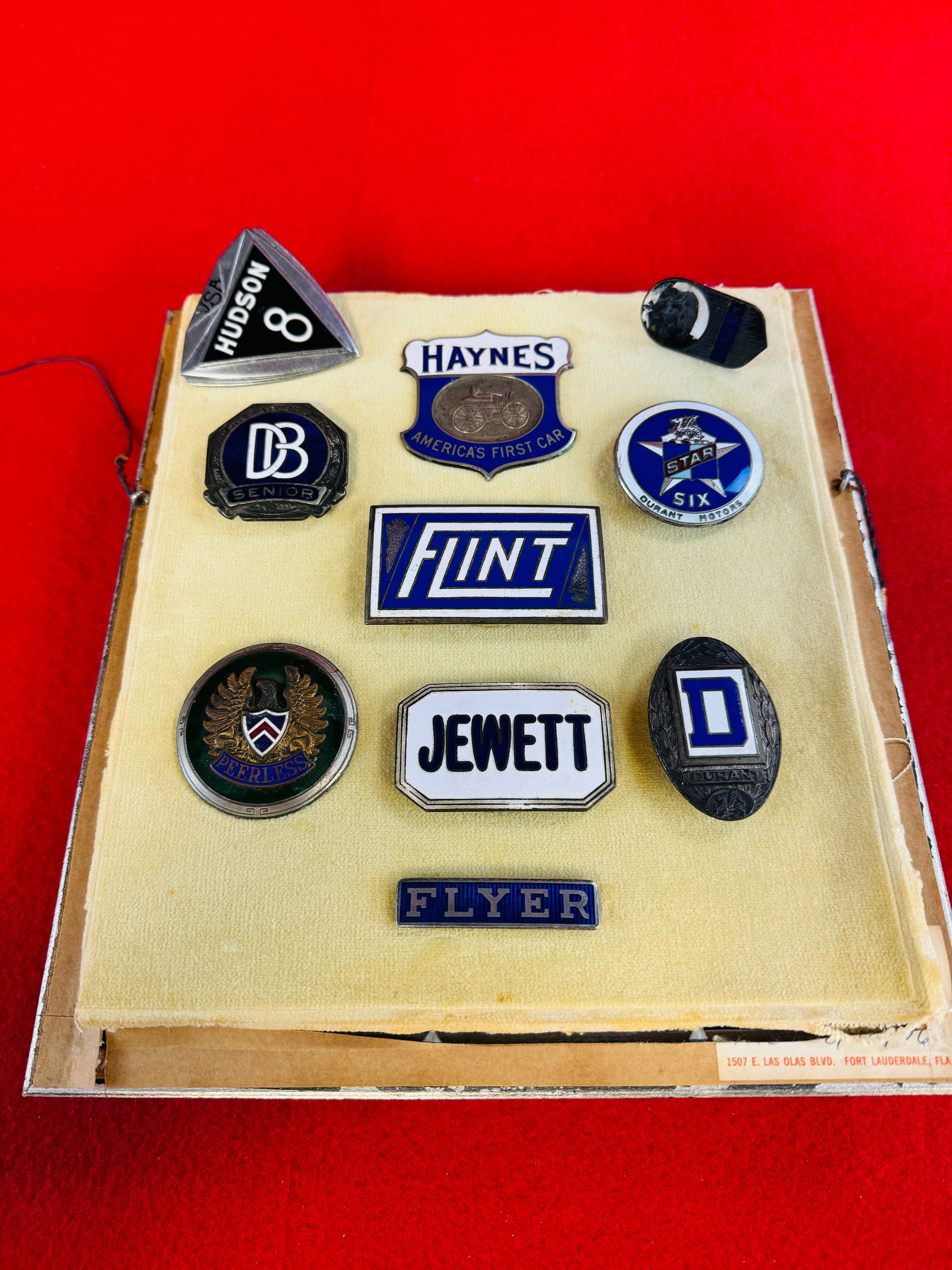 Lot of 10 Framed Early Car Emblems (1 of 4)