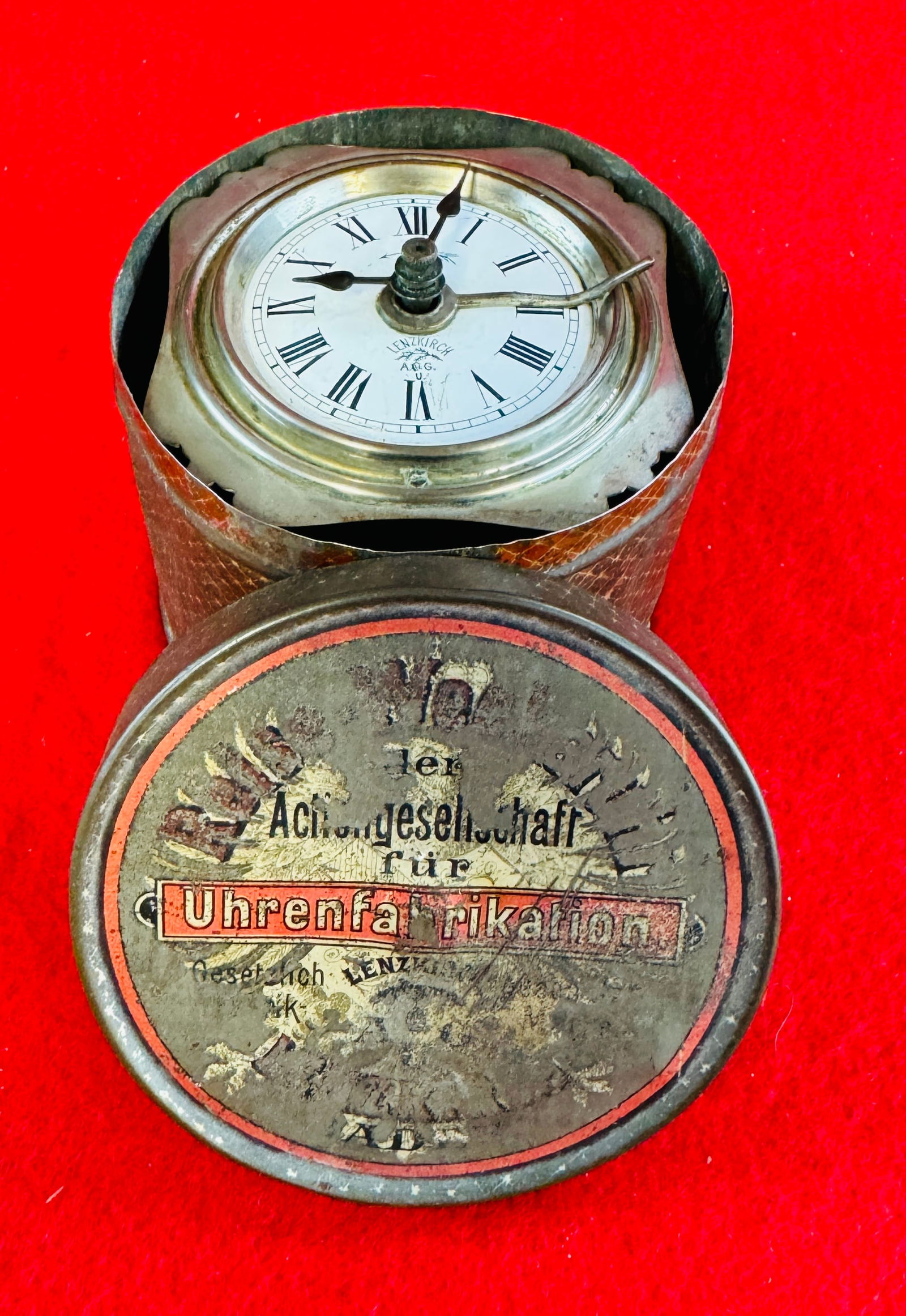 Antique Lenzkirch Clock In Original Tin (1 of 2)