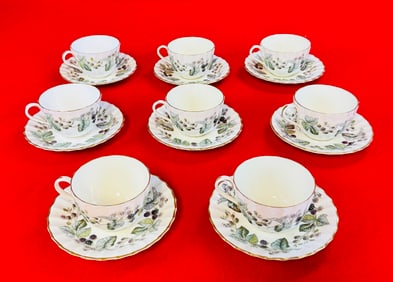 Set 8 Royal Worcester "Lavinia' Cups & Saucers