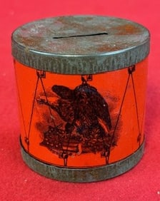 Antique Childs Drum Form Penny Bank
