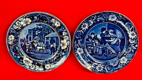 2 Staffordshire Plates By Clews