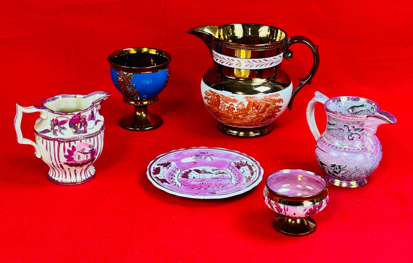 Lot: 6 Antique Lustreware / Lusterware Ceramics (1 of 6)