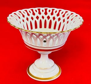 Antique 2 Piece Reticulated Compote