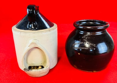 Lot 2 Antique Stoneware Items