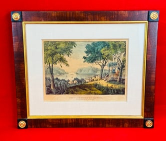Currier & Ives Print "View On Hudson River"