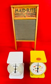 Lot 2 Kitchen Scales & Washboard